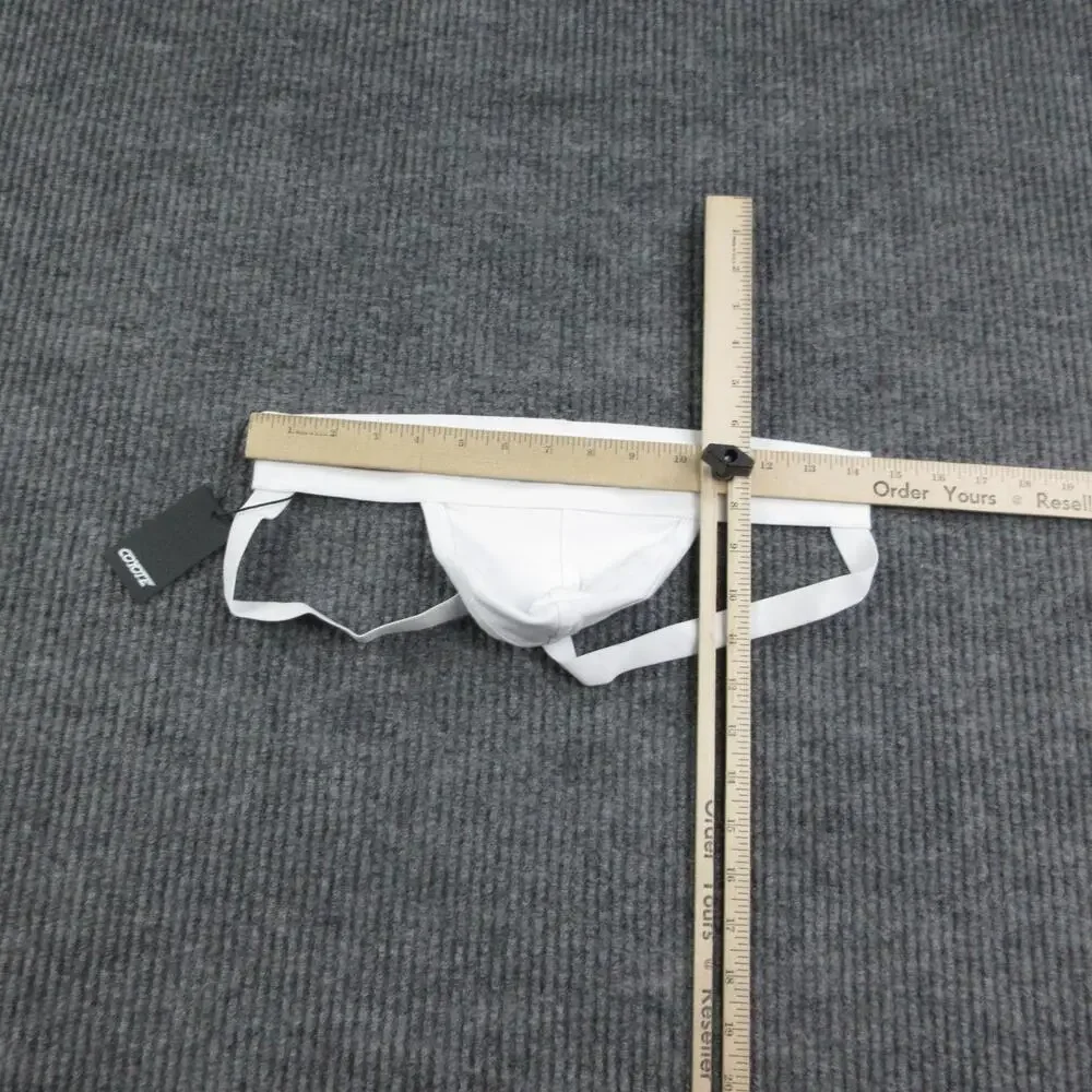 Coyote Jockstrap Mens S White Cotton Spandex Tagless Stretch Striped NWT